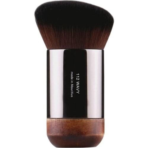 MUF112 Wavy Angled Foundation Cream Brushes Metal Wood Soft Buffing Foundation Powder Makeup Brush