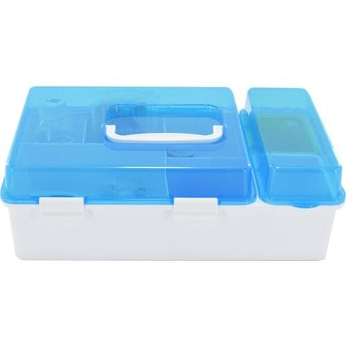 First Aid Box Organizer with Compartments, Plastic Handle Storage Box Family First Aid Container Box Medicine Box Organizer