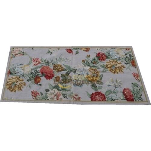 Hand-woven Needle Tip 100% Wool Carpet Beautiful Amazing Hand Crafted Gorgeous Floral Needlepoint Natural Sheep Wool Runner