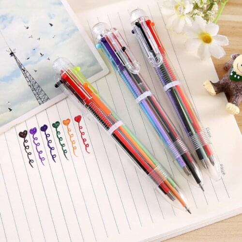 Creative Multicolor Ballpoint Pen Multifunctional Press Color Personality Oil Pen Stationery 6 In1 Colorful Pen School Supplies