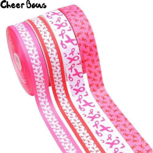 38mm/40mm Grosgrain Ribbon Pink AIDS Printed Ribbons For AIDs Decor Crafts DIY Hair Accessories Gifts Wrapping Materials 5Yards