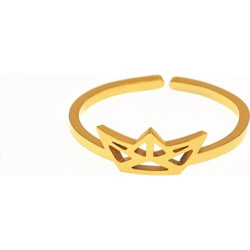 Stainless Steel Boat Rings For Women Men Jewelry Hip Hop Bijoux Bague Homme Gold Silver Color Ring Adjustable Size Punk Style