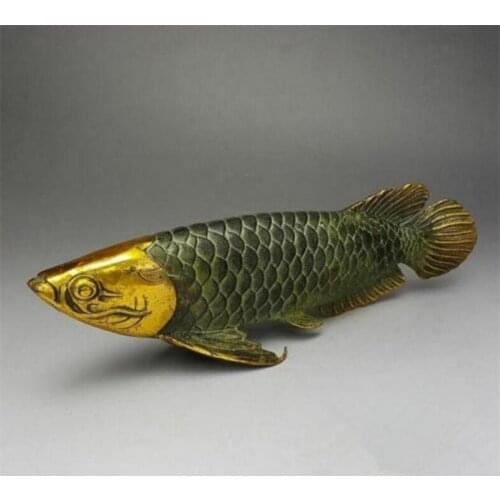YM Copper Statue Chinese bronze gilt old handwork lucky home decoration handicraft ' Fish