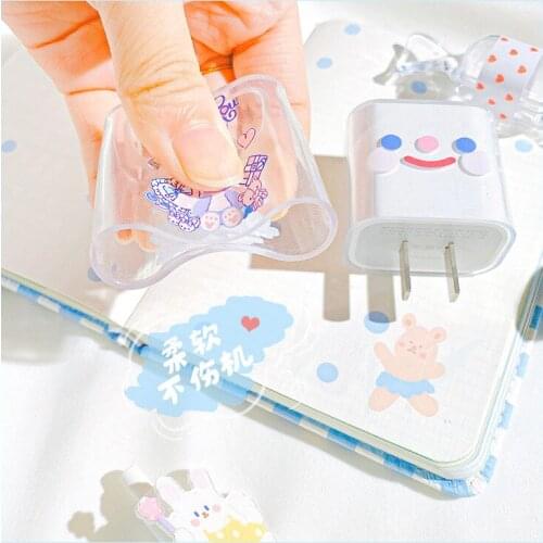 Cute Charger Case 20W Fast Charge Data Line Cable Protector for IPhone Charger 18W 20W Fast Charge TPU Protective Case Cover