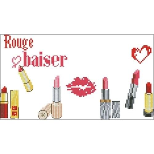 Fashion woman lipstick patterns Counted Cross Stitch 11CT 14CT 18CT DIY Chinese Cross Stitch Kits Embroidery Needlework Sets