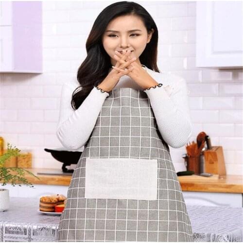 Fashion Linen Cooking Kitchen Apron for Women Adjustable Sleeveless Chef Waiter Restaurant Bar Cafe Shop Aprons Pockets Smock
