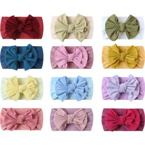 Soft Big Bowknot Baby Girls Headband Turban Nylon Elastic Wide Hair Bands Kids Headwear Kawaii Baby Hair Accessories Headwraps