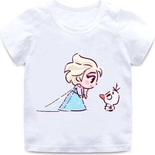New Summer All-match Disney Girls White T Fashion Cartoon Princess and Little Cute Pet Printed Childrens T-shirt Childrens Co