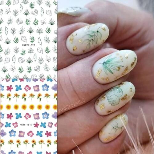 Newest HANYI 520 517 flower design nail art sticker decal stamping back gule DIY nail decoration tools