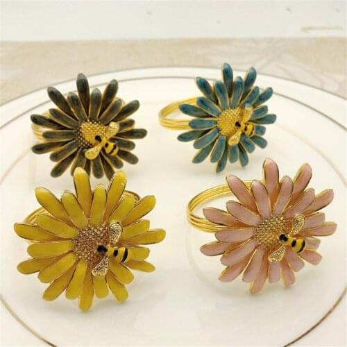 New flower honey napkin ring metal napkin ring Restaurant Hotel model room Napkin Ring Jewelry spot free shipping