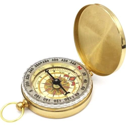 Compass New Outdoor Camping Hiking Portable Pocket Brass Gold Color Copper Compass Navigation with Noctilucence Display