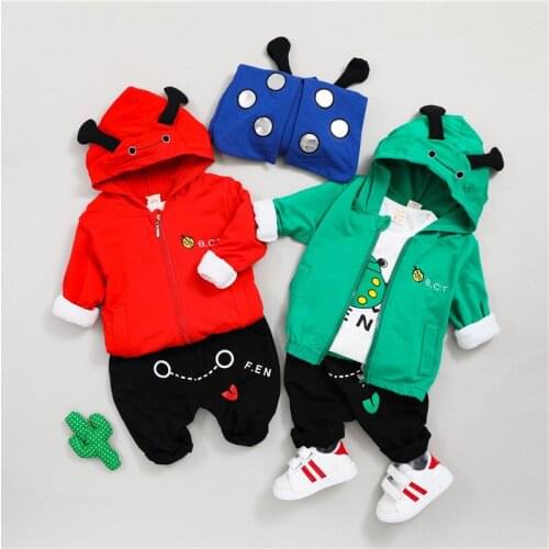 Baby boy clothes 2018 spring autumn active casual boys clothes kid children baby boy clothing coat+T-shirt+pant clothing set