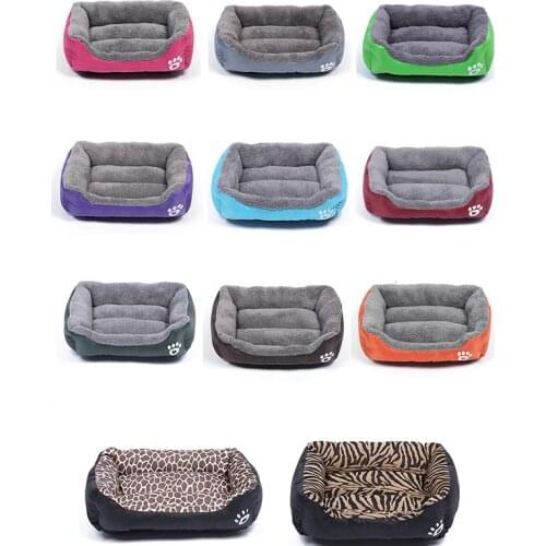 Solid Color Pet Dog Bed Fashion Cotton Filled Puppy Cat Sofa Bed Warm Pet Cushion Rectangle Cat Dog Mat Waterproof Pets House