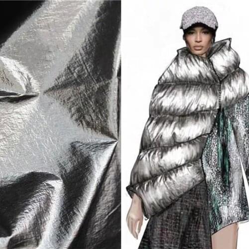 Pleated Down Fabric Mirror Coating Tungsten Steel Color DIYBackground Decor Coat Pants Windbreaker Down Jacket Designer Fabric