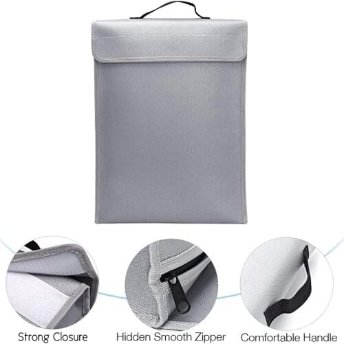Portable Fireproof Document Bag Holder Pouch Home Office Safe Bag Fire & Water Resistant File Folder Safe Storage