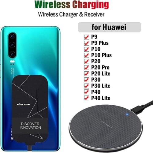 Qi Wireless Charging for Huawei P9 P10 P20 P30 P40 Lite Pro Plus P Smart Z Wireless Charger+USB Type C Receiver