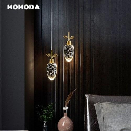 LED Hanging Lamps Modern Bedside Pendant Lights for Living Room Dining Table Bedroom Decoration Home Copper Round-Ball Lightings