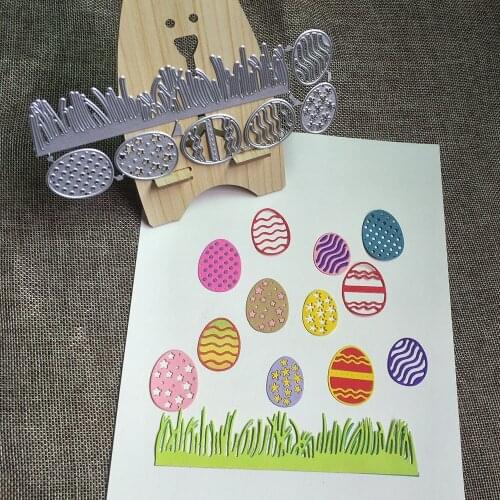 Christmas gift 6 Easter eggs and small grass metal cutting mold Scrapbook handmade cardboard photo album decoration DIY handmade