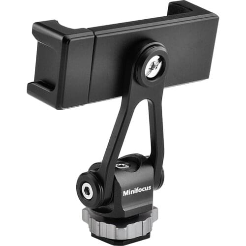 Camera Hot Shoe Phone Tripod Mount Adapter 360 Rotation Phone Tilt Holder with Cold Shoe for Smartphone Mic Ring Light Stand