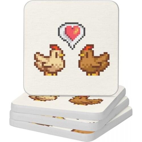 Stardew Valley Chicken Love Diatom Square Round Coaster Non Slip Cup Bonsai Mat Soap Toothbrush Pad 10x10cm