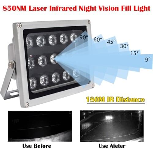 850NM Array Leds 5pcs Laser+10pcs Fot Matrix Chip 180M IR Distance Illuminators Infrared Lamp IP65 Night Vision Fill Light