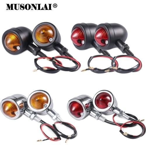 Bullet Motorcycle Turn Signal Light Indicator Amber Blinker Retro Lamp for Harley Davidson Honda Yamaha Cruiser Bobber Chopper