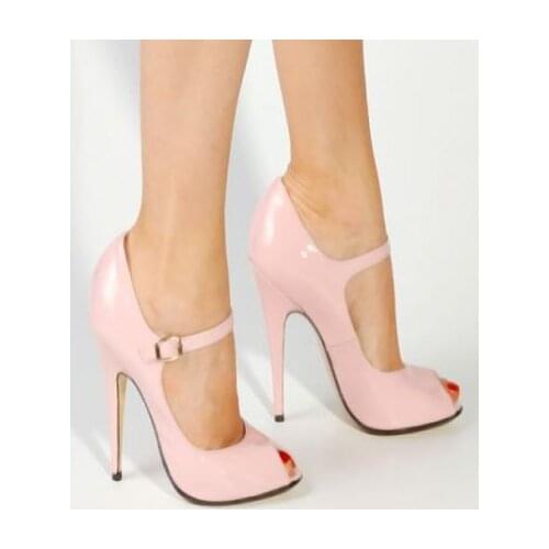 Sexy Peep Toe High Heels 10/18Cm Super Thin High Heels Women Pumps Buckle Strap Peep Toe Platform Shoes