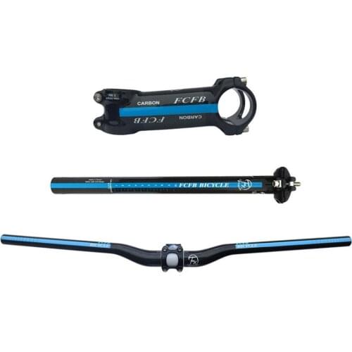 Bicycle Handlebar 3pcs/set 3K Glossy Carbon Bike Handlebar + Seatpost + Stem for Mountain Bicycle