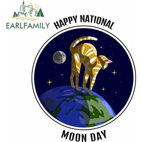EARLFAMILY 13cm x 10.5cm For Happy National Moon Day Vinyl Car Sticker Graffiti Decal Trunk Motorcycle Decals Decoration