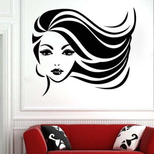 Barbershop Sign Hair Salon Sexy Woman Vinyl Wall Sticker Wall Decals For Hairdresser Barber Wall Decal Wallpaper Poster C353