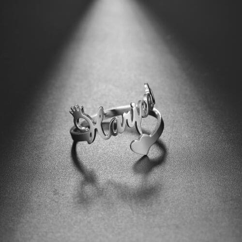 Sipuris Personalize Custom Name Ring Stainless Steel Crown Heart Star Ring for Women Jewelry Free Shipping anillos Couple Gifts