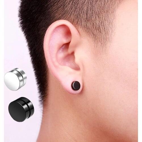 1Pair Punk Men Women Strong Magnet Earring Magnetic Ear Stud No Hole Painles Non Piercing Earrings Gift for Boyfriend Jewelry
