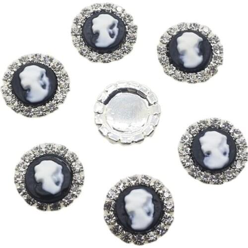 TYNUOMI Hot 10PCS / LOT16MM Round Head Pattern Rhinestone Button Hand-Decorated DIY Clothing Sewing Accessories