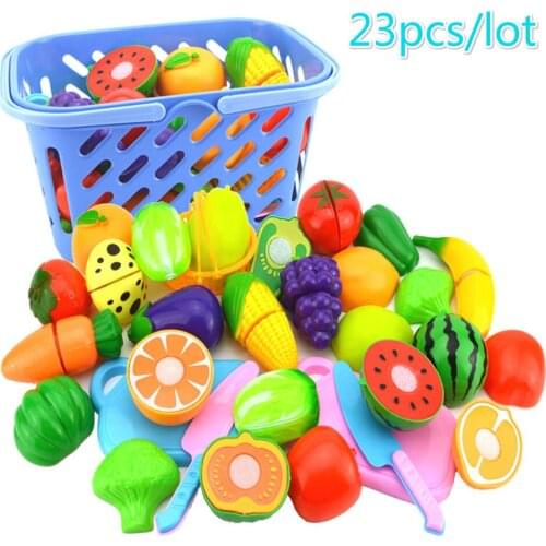 23pcs/lot Pretend Play Plastic Food Toy Cutting Fruit Vegetable Food Pretend Play For Children