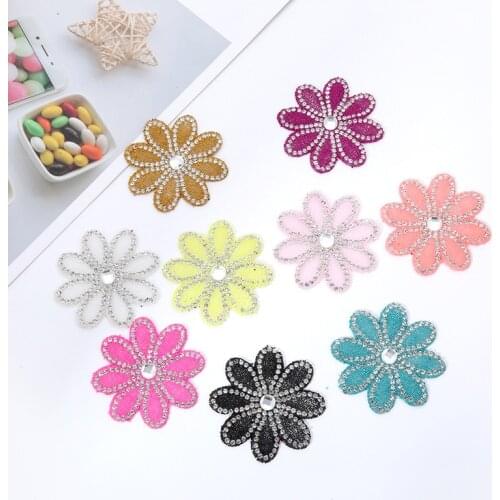 3PCS/Lot 3D Rhinestone Handmade Beaded Patches Iron on Sequin Patch for Clothing Girl Clothes Thermo Adhesive Applique Stick
