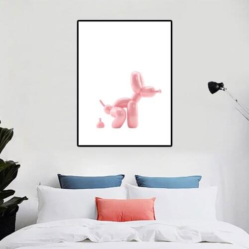 Abstract Wall Art Lovely Pink Balloon Dog Paintings Nordic Canvas Posters and Prints for Living Room Bedroom Corridor Decoration