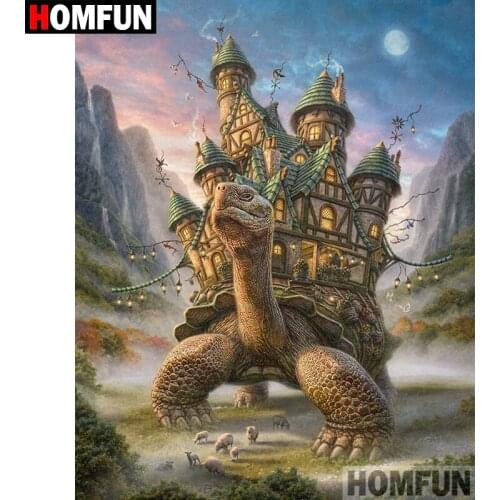 HOMFUN 5D DIY Diamond Painting Full Square/Round Drill "Turtle house" 3D Embroidery Cross Stitch gift Home Decor A00323