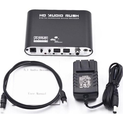 Audio Gear DTS AC-3 6CH Digital Audio Converter LPCM to 5.1 Analog Output 2.1 Digital Audio Decoder for DVD PC