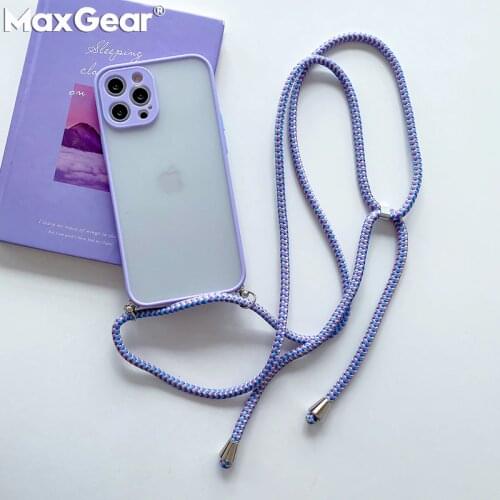 Crossbody Lanyard Hang Neck Strap Case For iPhone 12 Pro Max 11 Mini XS X XR 6 8 7 Plus SE 2020 iPhone11 Matte Transparent Cover