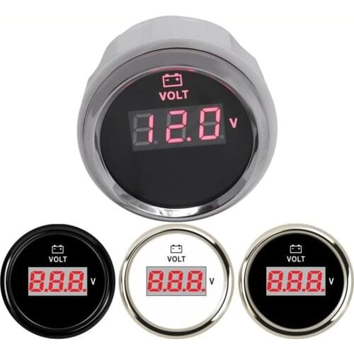 1pc Digital Volt Gauges Waterproof Voltmeters 52mm 8-32vdc White Volt Meters Red Backlight Device for Car Boat Motorcycle Truck