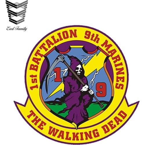 EARLFAMILY 12cm x 11.3cm USMC 1st Battalion 9th Marines Insignia Military Decal Sticker Car Styling Reflective Car Stickers