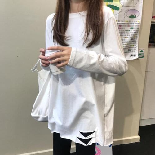 Woman Tshirts Autumn and Winter Womens White Long Sleeve T-shirt Womens Loose Top Autumn Clothes Tops Mujer Camisetas