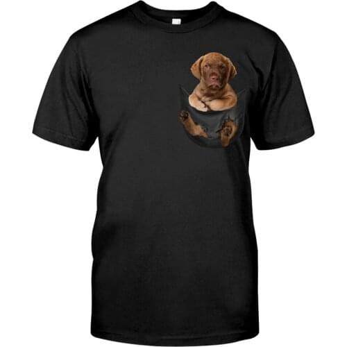 Chesapeake Bay Retriever Inside Pocket Printed Cotton T-Shirt Fashion Brand Harajuku Casual Tshirt Tops Hip Hop Cotton Black Tee