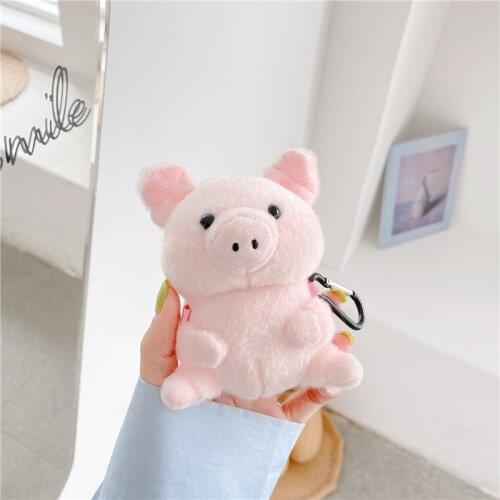 Interesting pig dinosaur Hamster Plush Teddy For AirPods Case Wireless Bluetooth Cover For Apple AirPod 2 1 Accessories Case