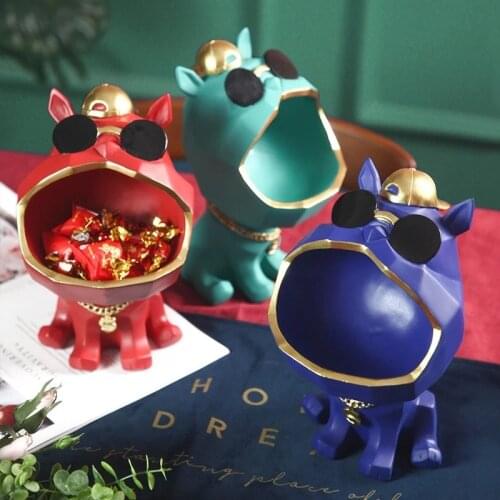 Big Mouth Dog Storage Box Cool Dog Figurines Statue Resin Animal Decorative Sculpture Home Decor Art Accessorie Display Mold