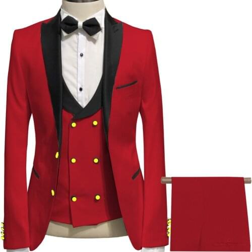 Handsome Groomsmen Wool blend Groom Tuxedos Mens Wedding Dress Man Jacket Blazer Prom Dinner (Jacket+Pants+Tie+Vest) A120