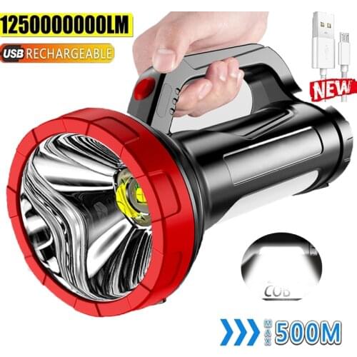 150W Powerful LED Flashlight Portable Torch Long Use Searchlight Waterproof Spotlight with Base Camping Outdoor Led Lamp Lantern