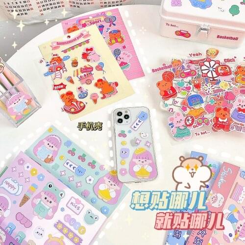 Cartoon Girl Creative Stickers Waterproof Pet Stickers Decorative Material Cute Diy Hand Account Stickers Kawaii Stationery