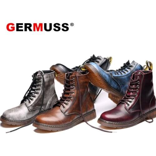 Big Size 38-48 Autumn Winter Punk Martin Boots Men Fashion PU Leather Lace-up Motorcycle Boots Vintage High Top Shoes Man