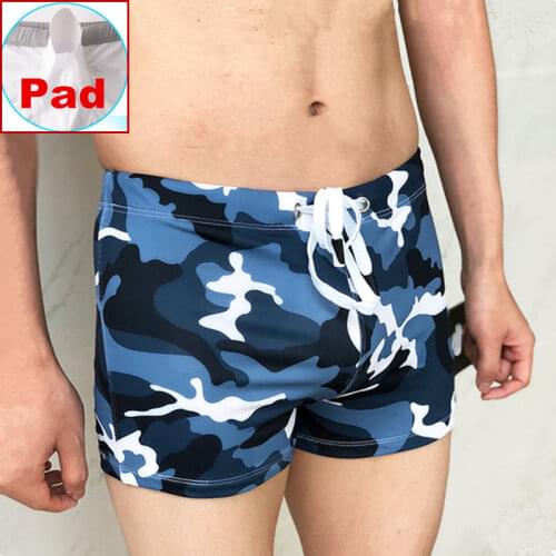 Push Up Mens Swim Trunks Camouflage Print Swimwear Men Swimming Boxers Briefs Sexy Gay Swimsuit Shorts Beach Bathing wear sungas